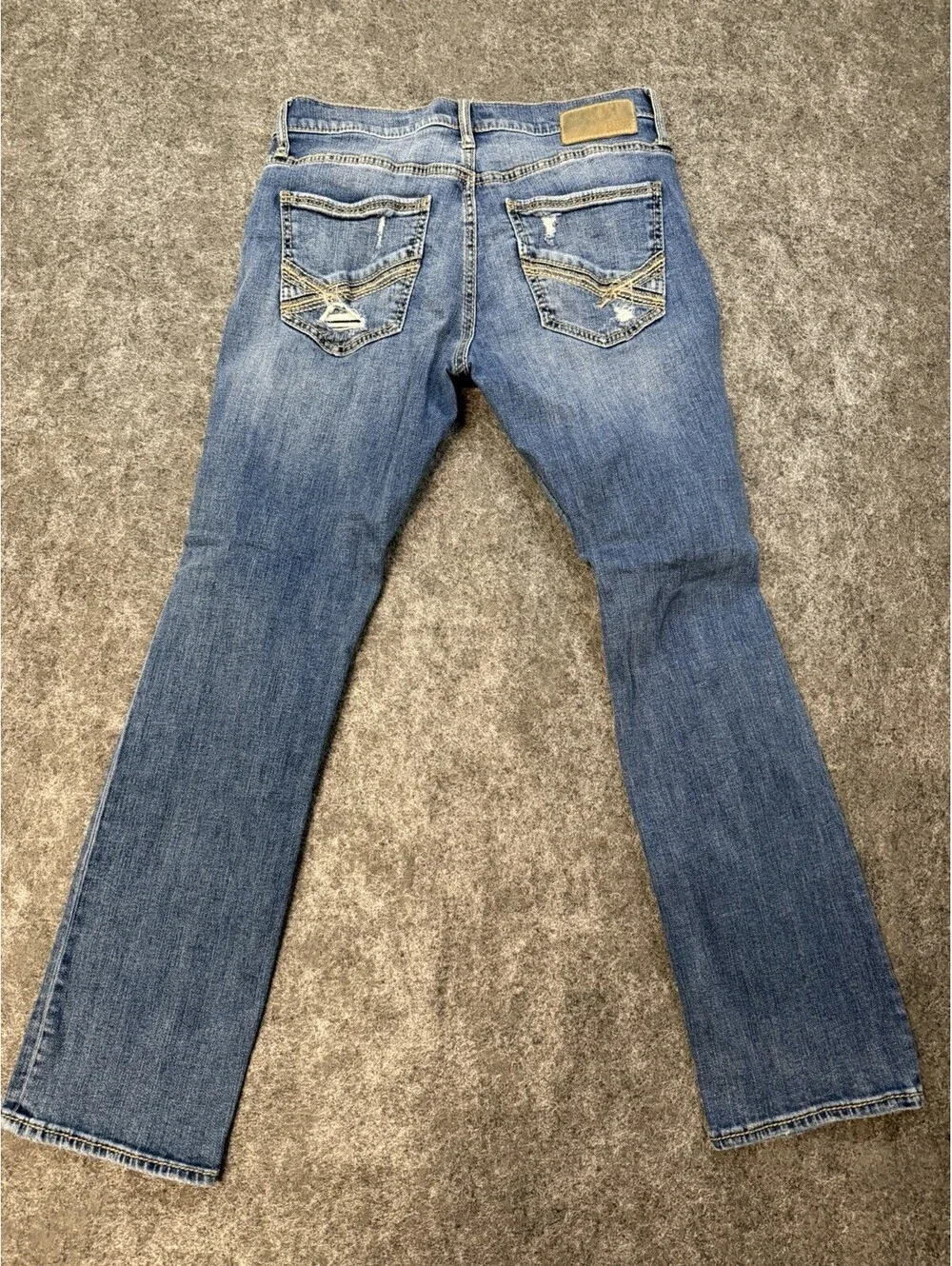 BKE Jake Straight Jeans Mens 32x30 Blue Distressed Ripped Stretch Denim